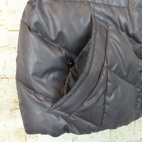 VTG Y2K Esprit Puffer Vest Womens 4US Metallic Coated Gray Hooded Down Feather - Picture 8 of 15